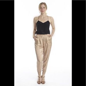 Simon & Kully silk reptile print silk joggers